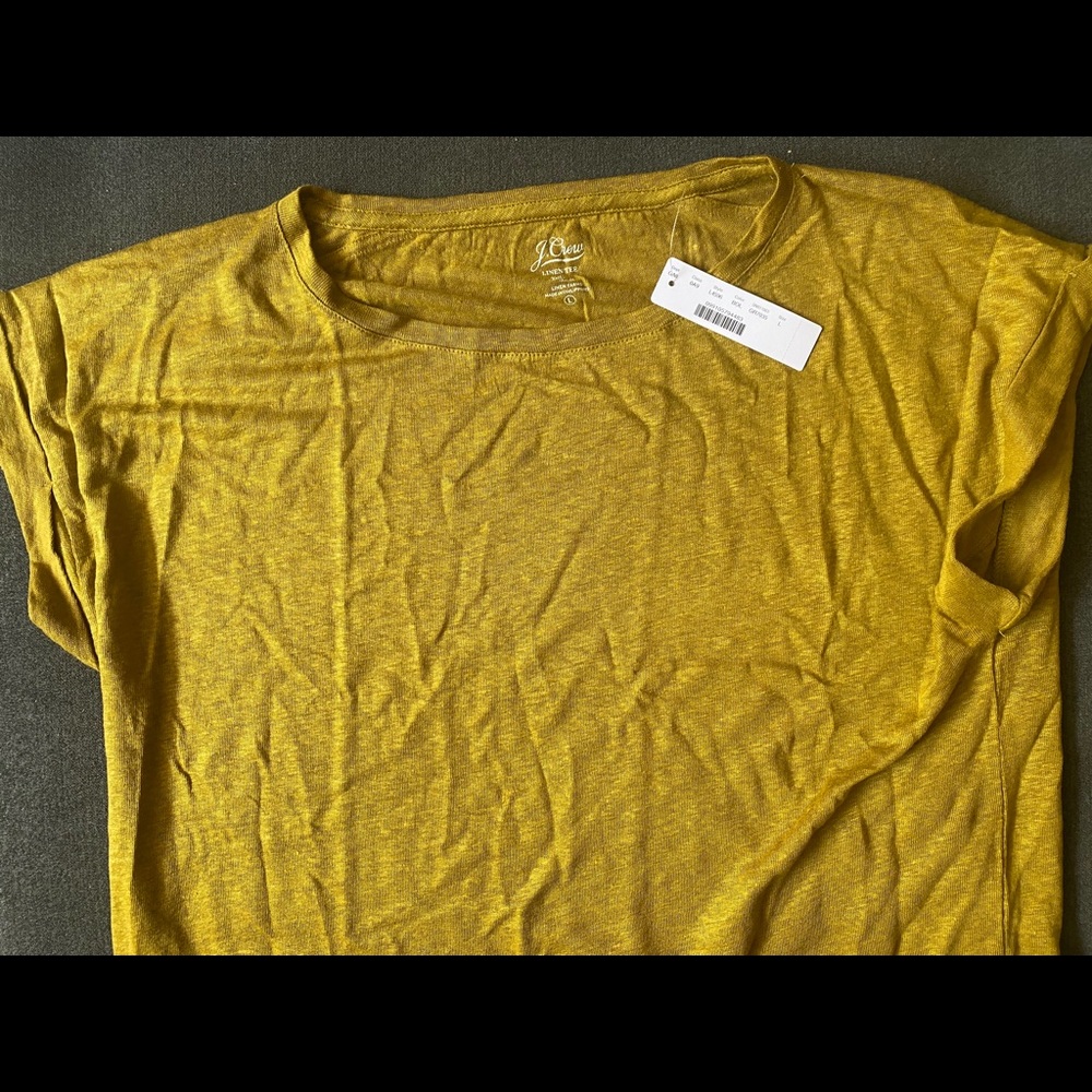J Crew Linen Boxy Tee T-Shirt Roll Cuff NWT